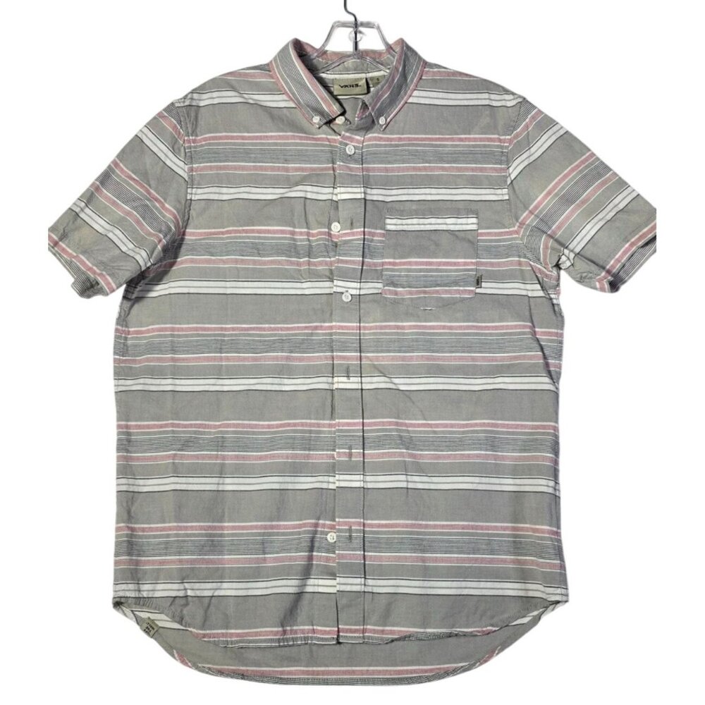 VANS Short Sleeve Grey and Pink Men's Casual Shirt Small